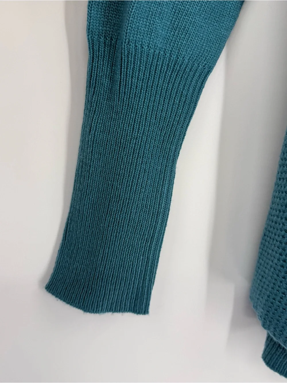 Soft Surroundings NWT Drape Open Front Cardigan Sweater Ruffle Teal Size XS